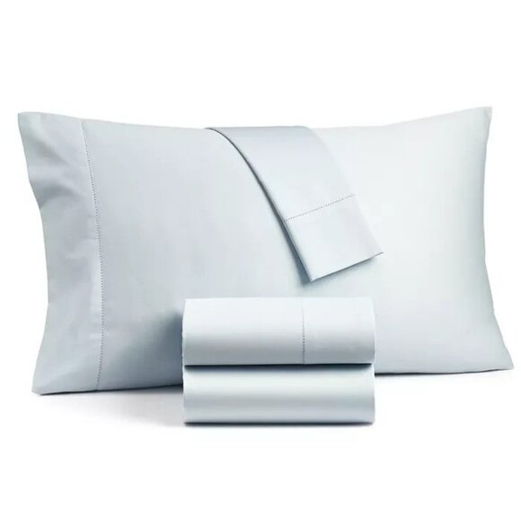 Charter Club Solid 550TC Full Sheet Set Cotton Vapor Blue Gray New $120 - Picture 1 of 3